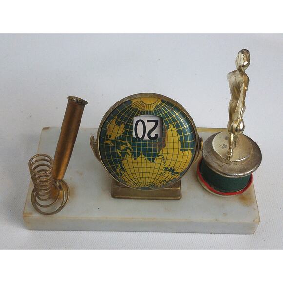 Vintage World Map Perpetual Flip Calendar Bowling Trophy 1965-1966 - Picture 4 of 7